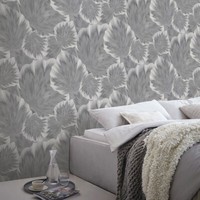 Vliestapete Abstrakt Floral Blattmuster Grau Silber Metallic 10402-10 (3,47€/1Qm