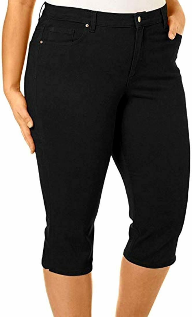 Womens Missy Plus Size  Jeas Twill Cotton Stretch Capri Carg