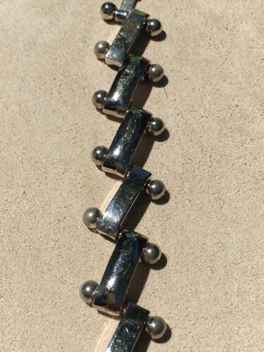 VINTAGE LINK BRACELET SILVER PLATE on COPPER MID CENTURY MODERN MCM CLASSIC ๐ - Picture 6 of 12