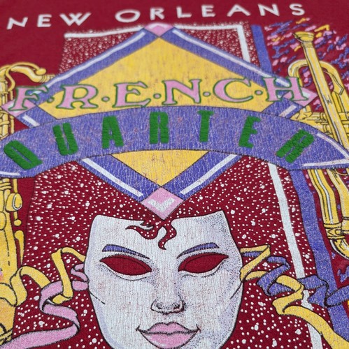 Camiseta De Colección 1989 Nueva Orleans Cuarto Francés Mardi Gras Pantalla Estrellas Mejor Etiqueta XL - Imagen 5 de 8
