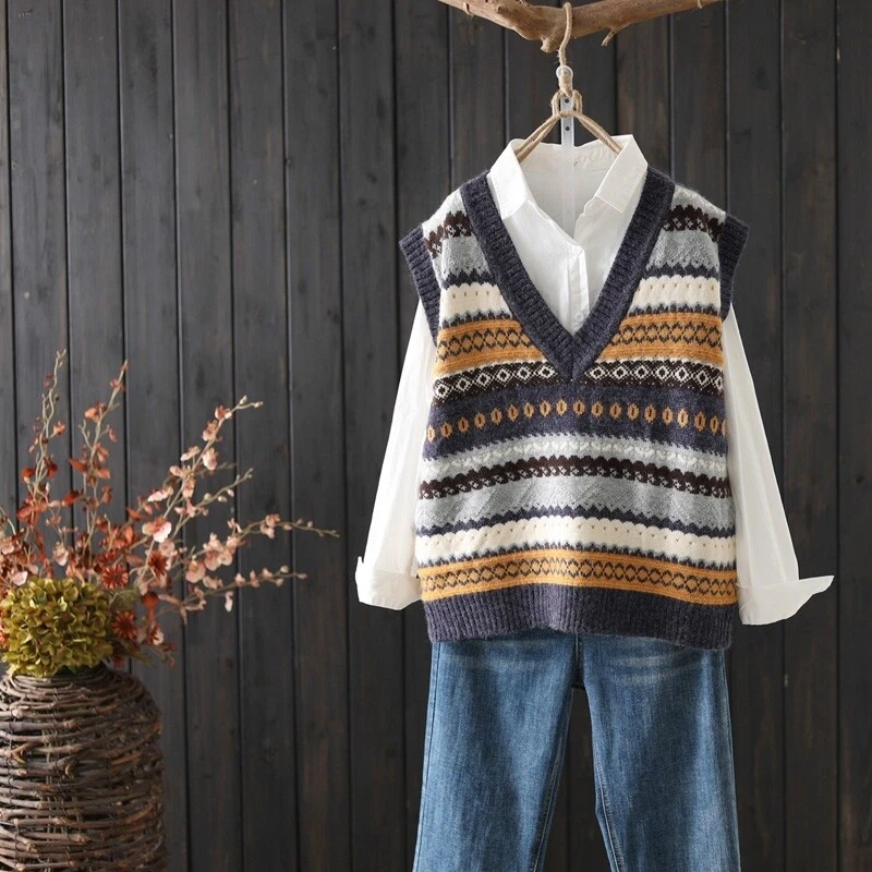 Women s Knitted Vest Tank Top Sweater Waistcoat Sleeveless V neck