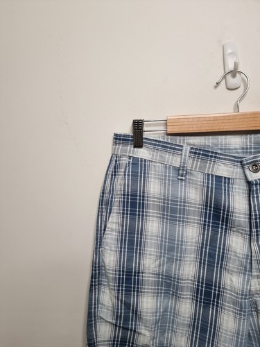 vintage levis shorts adult size 36 blue checked cotton belted - Picture 2 of 7