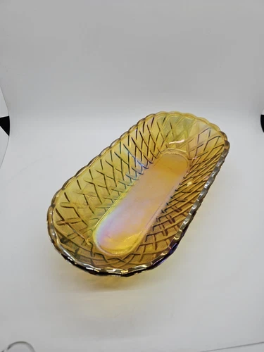 Amber Depression Carnival Glass Sunflower Butter/Candy Dish Vintage