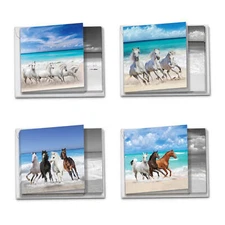 12 Assorted Blank Note Cards (4 Designs, 3 Ea) - Horse Gallops MQ5074OCB-B3x4