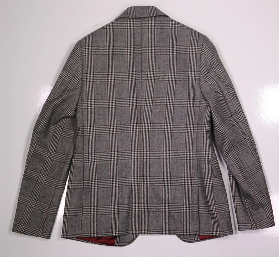 Blazer Indochino 32S Slim Cinza Preto Xadrez Lã Lã 2 Botões Personalizado Masculino Novo - Imagem 4 de 4