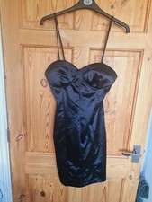 Womens Plain Black Bodycon Party Dress Size 8