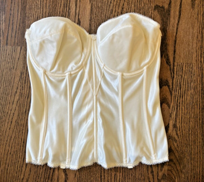 Dominique Juliette Satin Bra Corset Strapless Longline Ivory 36DD style 8950
