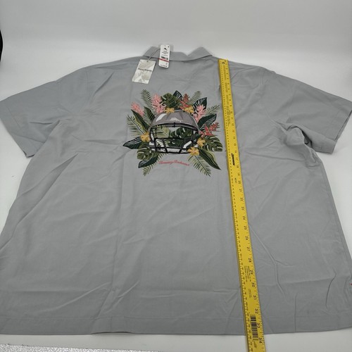 NWT Tommy Bahama Coconut Point Frondly Fan Camp Shirt XXXL Concrete Gray $158 - Picture 5 of 7