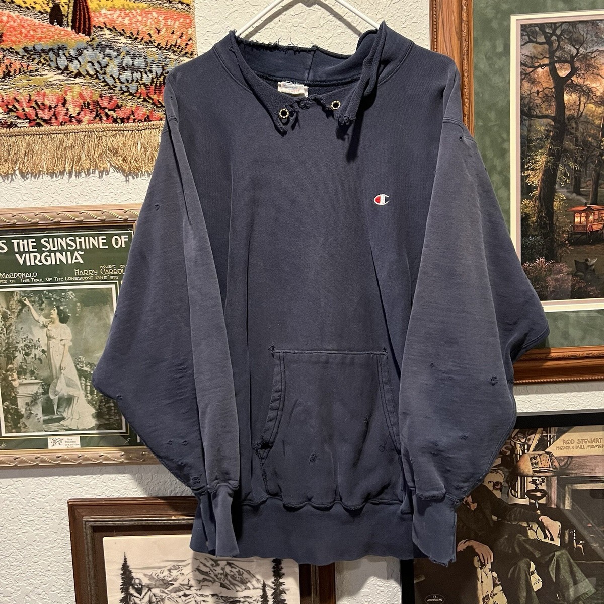 Vintage 80's RARE Champion Reverse Weave Warmup Hoodie