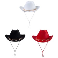 Wide Brim Cowboy Hat with Rhinestones Hat for Bachelorette Party Stage
