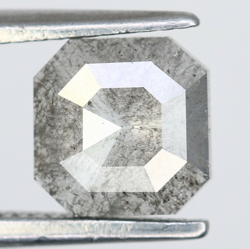 0.73 CT Asscher Cut Salt and Pepper Diamond Engagement Ring Gemstone - Picture 8 of 12