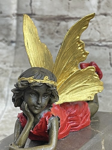Vintage Bronze Garden Fairy Fantasy Mythical Metalware Statue Figure 13" Tall - Picture 7 of 10