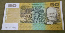 #D299.  1990  FRASER / HIGGINS  AUSTRALIAN  PAPER $50  BANKNOTE - RUNS AVAILABLE
