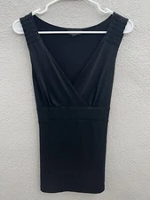 Womens AB Studio Tank Top Size Medium Black Sleeveless V-Neck 