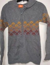 Merrell Womens Full Zip Sweater Hooded Angora Wool Cotton Aztec Arrows (Sz Sm) 