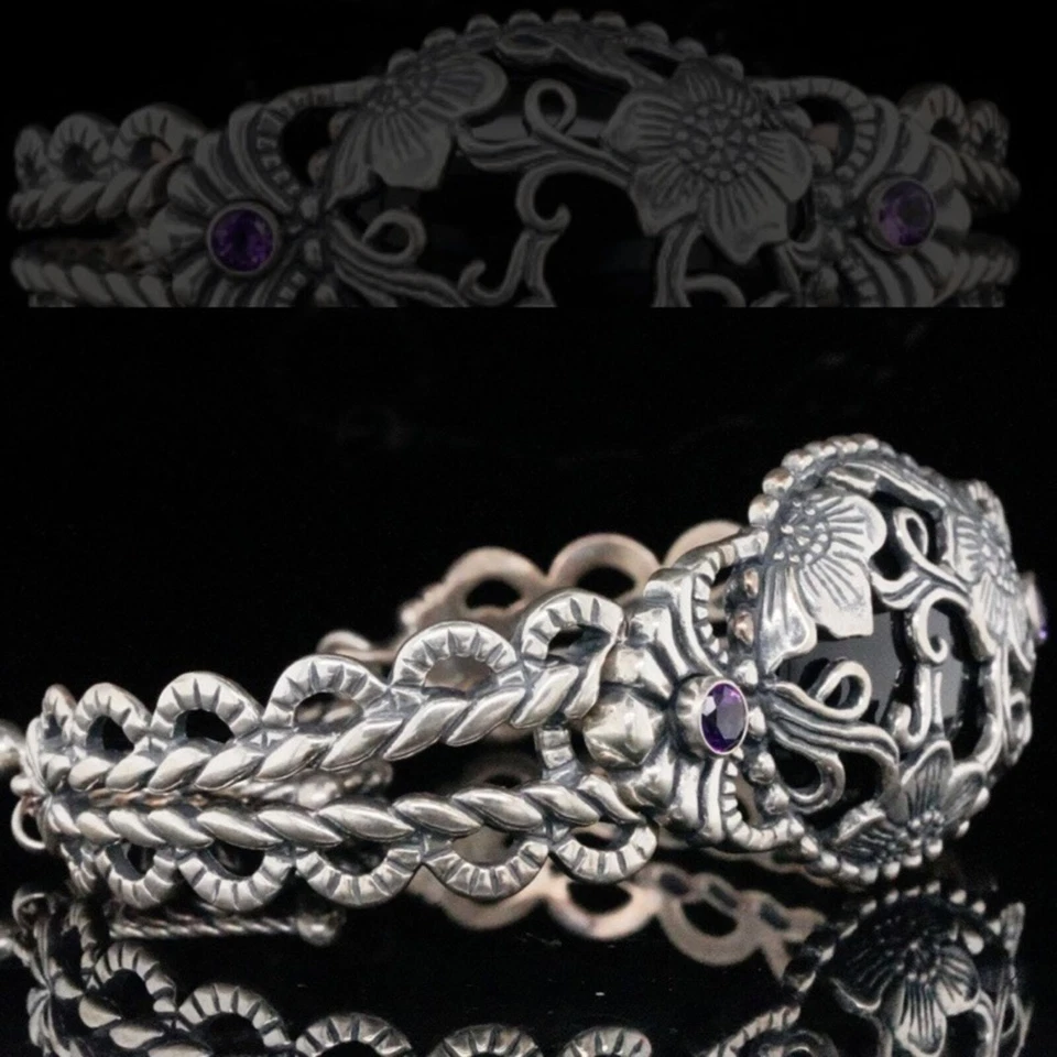 Carolyn Pollack纯银玛瑙和紫水晶手链 — 第 3/4 张图片