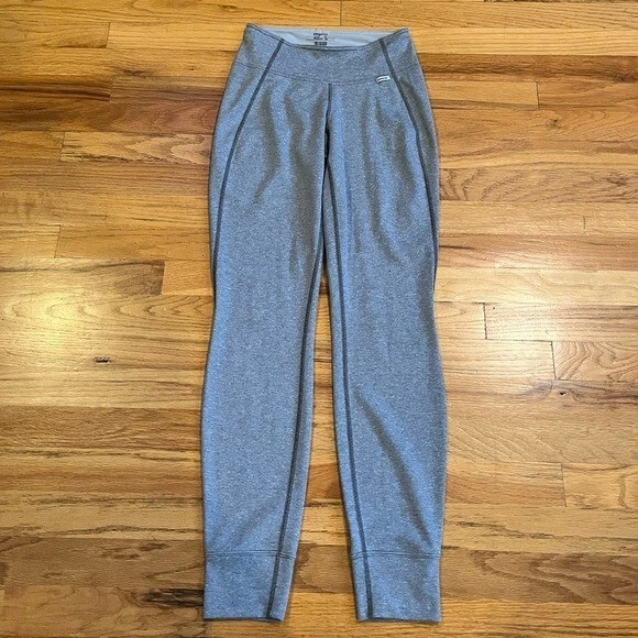 PATAGONIA Capilene Mid Weight Baselayer Leggings Pants Heathered Striped Gray XS