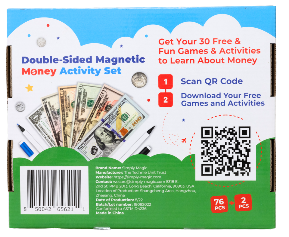 Money Activity Set Double-Sided Magnetic Money Activity Set For Teaching Kids About ...