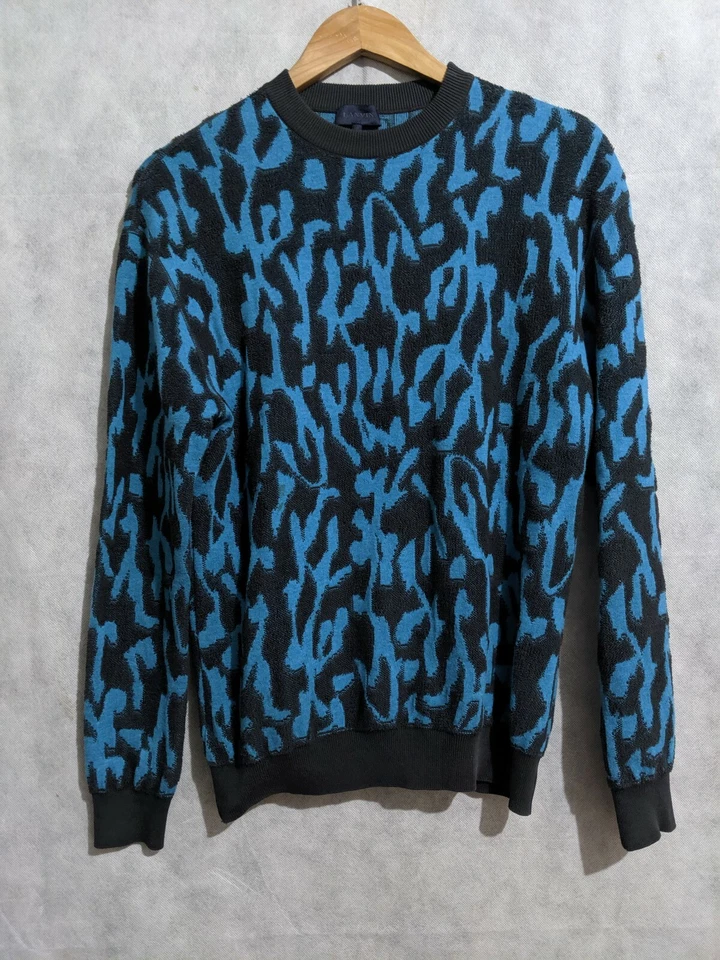 Suéter Lanvin Eléctrico Azul Jacquard Animal Leopardo XS/S Italia Agotado $730