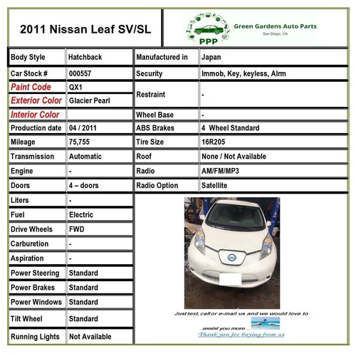 2011 2012 NISSAN LEAF Front Passenger Turn Signal Light Right Side Marker Lamp - Picture 6 of 11