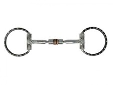 Stainless steel D-RING BIT w/ COPPER ROLLER CENTER w/ 5" Curved mouth 3" D-Rings