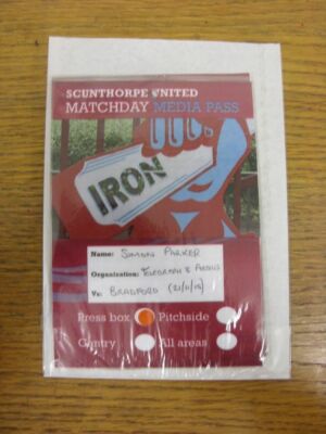 21.11.2015 Ticket: Scunthorpe United - Bradford City [Medienpass - Pressebox] .