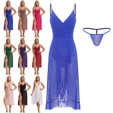 Women Dress With Thong Halter Lingerie Sleeveless Costume Babydoll Nightgowns