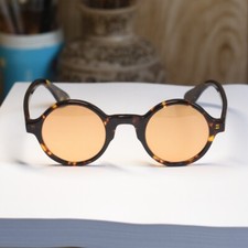 Round amber sunglasses Johnny Depp glasses women men's tortoise acetate glasses
