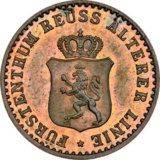 Reuss Mature Line 1 Pfennig 1864 NGC PR64RB Proof Pf Top Pop 1/0 nswleipzig - Image 4 of 4