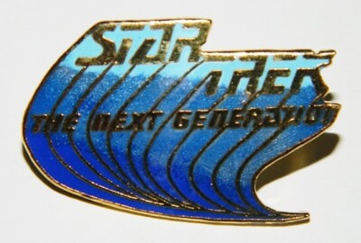 Star Trek: The Next Generation Blue Wave Name Logo Metal Enamel Pin 1987 UNUSED