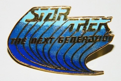 Star Trek: The Next Generation Blue Wave Name Logo Metal Enamel Pin 1987 UNUSED