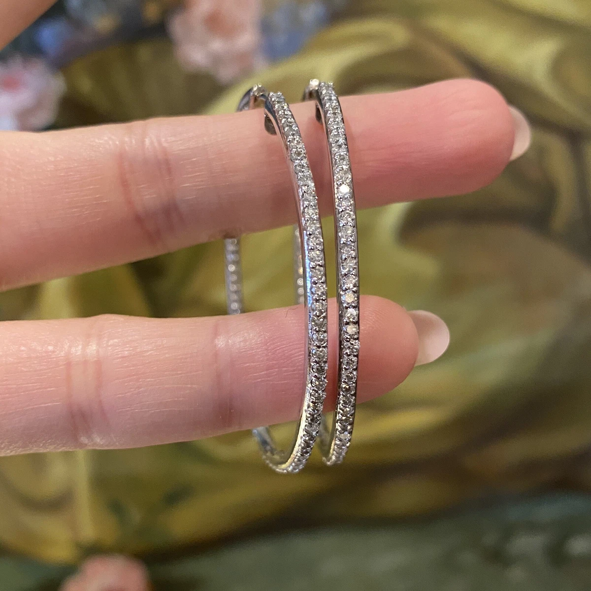 Large diamond hoop earrings deals