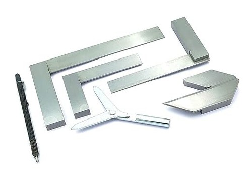 6 Pcs Engineer Kit (Try Squares,Center Square, Carbide Scriber, & Center Finder) - Picture 2 of 7