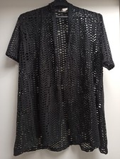 Schwarzer Cardigan von Sara Lindholm Gr. 42 Lochmuster