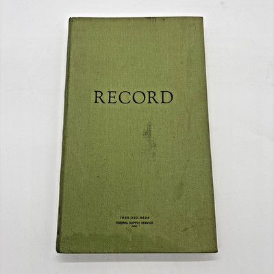 Vintage Government Federal Supply Service Record Book 14 X 8'' Blank green Unused