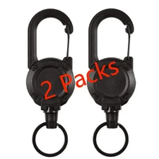 2-8 P Heavy Duty Retractable Carabiner Car Key Chain Badge Holder Steel Cord&#&