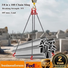 3/8 in x 10ft Chain Sling 4 Legs G80 Lifting Chain with Grab Hooks 22046.23lbs