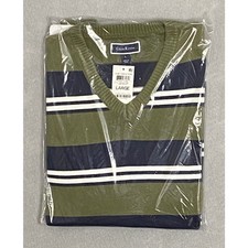 Special Price - Club Room Men's Large Striped Long Sleeve V-Neck Sweater NEW