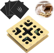 Cat Nail File Scratcher Box with 5 Sandpaper Pads  4 Bell Balls, Sturdy Wood Ca