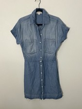 Cloth And Stone Blue Short Sleeve Chambray Button Down Dress Size Small