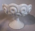 VINTAGE L E SMITH WHITE MILK GLASS MOON AND STARS 4" CANDLE BOWL