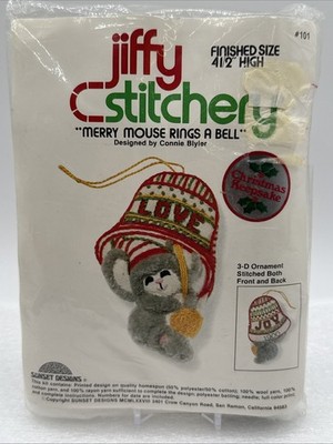 Jiffy Stitchery Merry Mouse Ornament 3D 3'' Love Bell Ornament Kit *READ