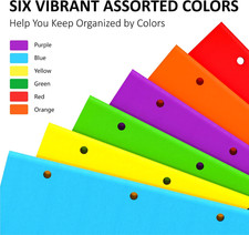 2 Pocket Folders, 6 Pack Folders with Pockets, 3-Hole Punch, File Folders