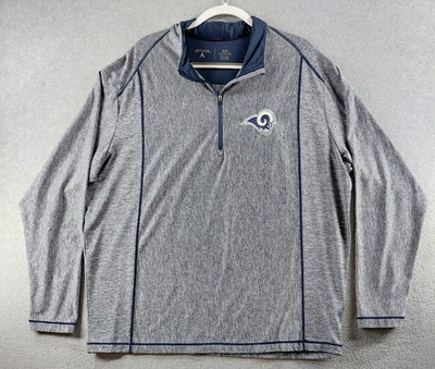 Antigua Men's Shirt Sz XXL Blue Pullover 1/4 Zip Los Angelos Rams Logo Mock Neck