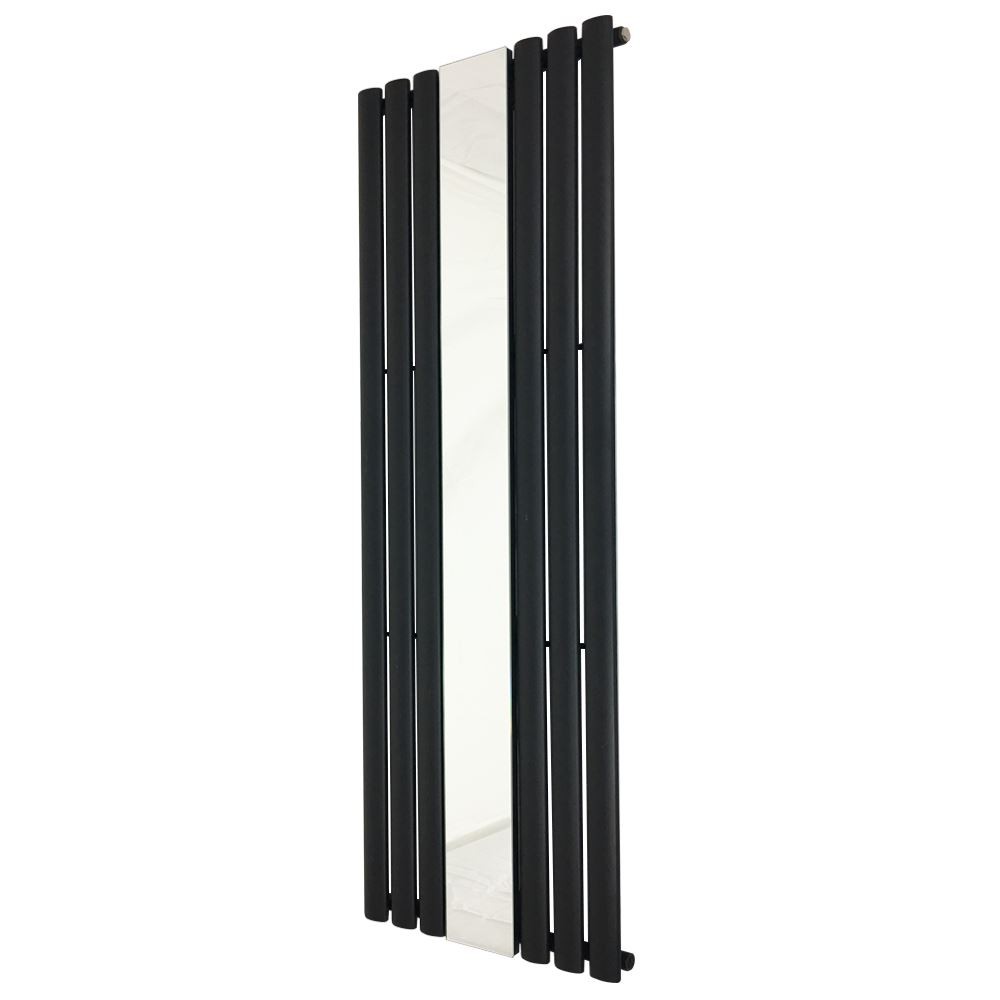 Black Mirror Radiator Designer Oval Tube Vertical 499mm x 1800mm 3953 BTUs