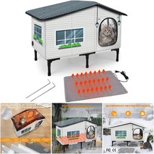 Weatherproof Heated Cat House Outdoor Insulated Winter Shelter 20x17x16