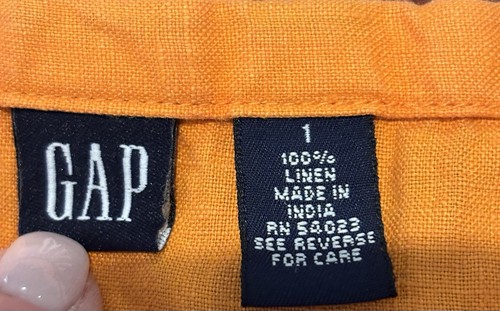GAP Women's Size 1 Orange Linen Mini Skirt With Hem Ruffle & Buttons Preppy - Picture 3 of 6