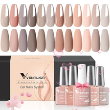 VENALISA Gel Nail Polish Set - 12 Pcs 7.5Ml Nude Light Pink All Seasons Skin Ton