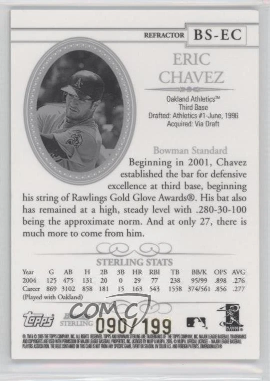2005 Bowman Sterling Refractor /199 Eric Chavez #BS-EC - Image 2 of 2