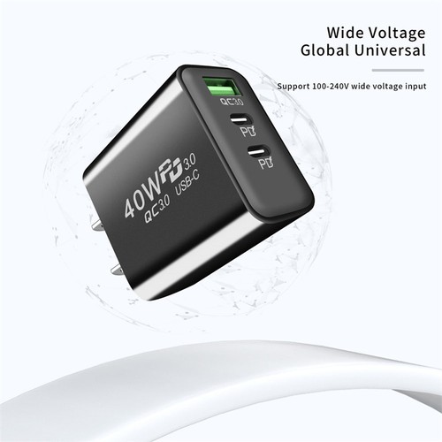 40W USB Wall Charger, 3 Ports Fast Charging Block, QC 3.0 Power Adapter Plug - Picture 8 of 35